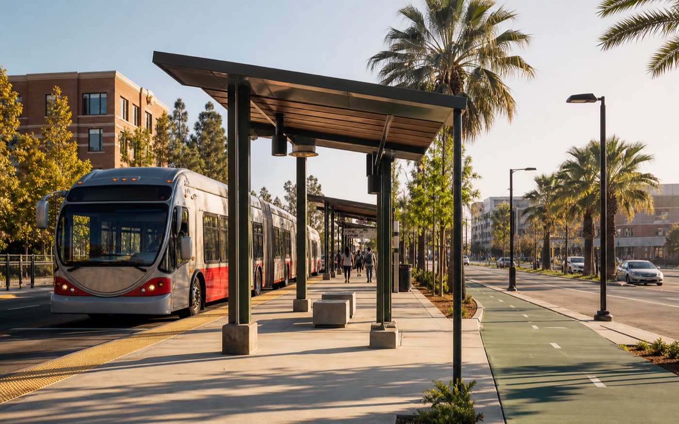 J Line busway access near USC