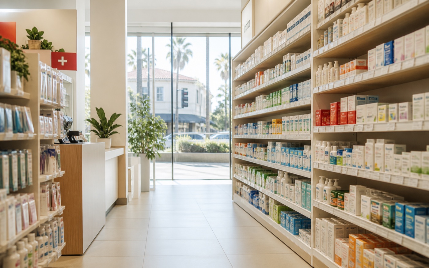 Pharmacy and care access near a university campus