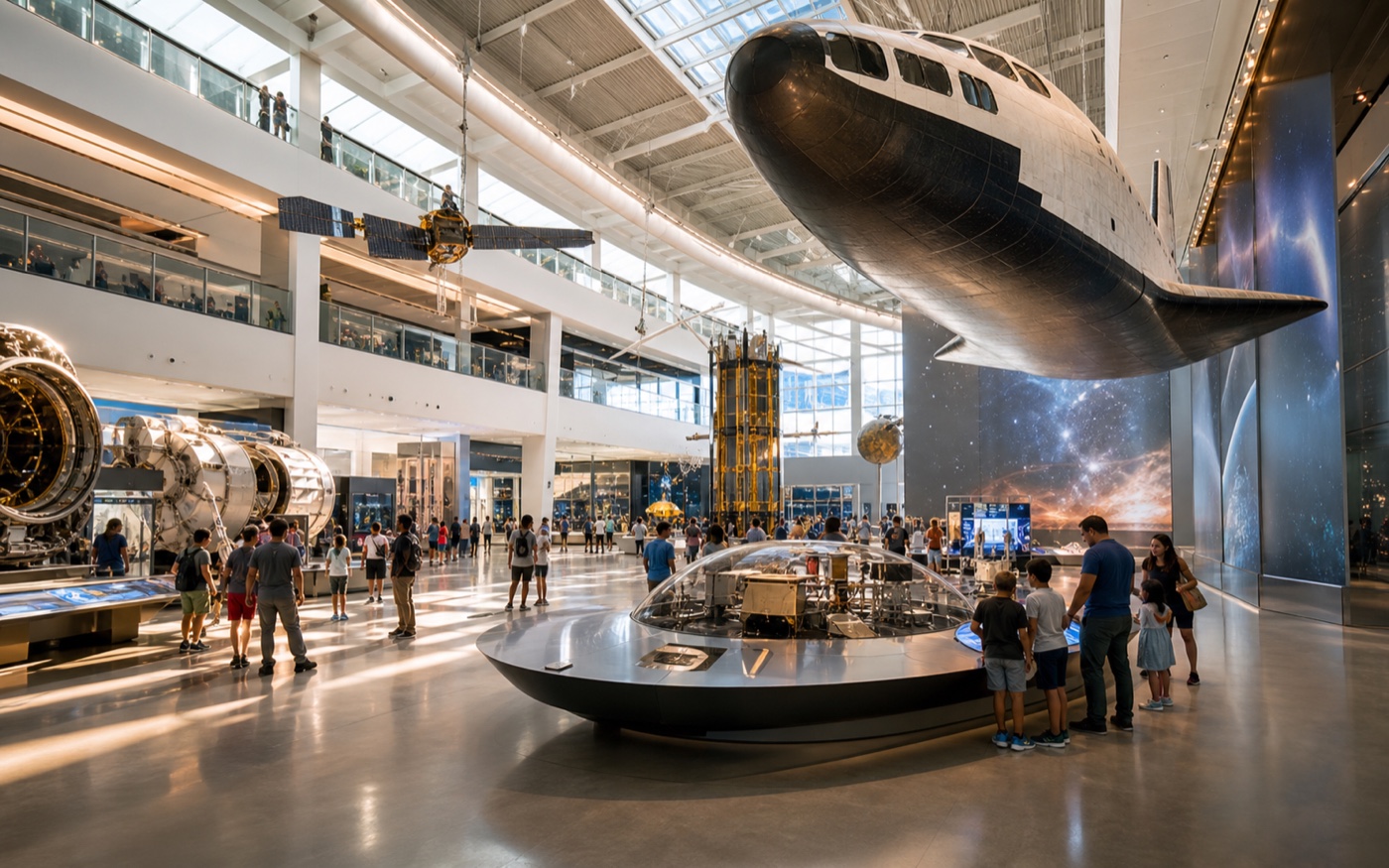 Modern science museum exhibits near Exposition Park