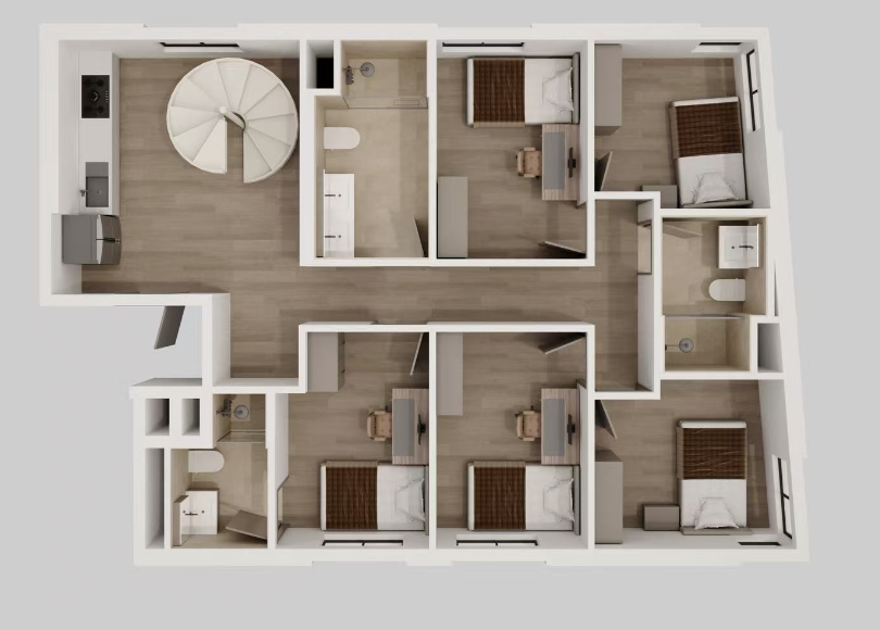 Unit 501 floor plan with PP and PS rooms